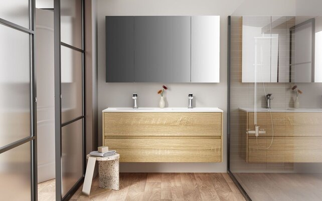 Spiegelkast Badkamer Hayat 120cm Licht Eiken Spiegelkast Badkamer Hayat 120cm Licht Eiken