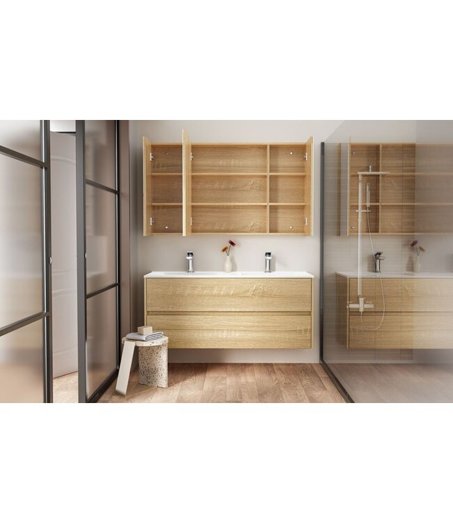 Spiegelkast Badkamer Hayat 120cm Licht Eiken