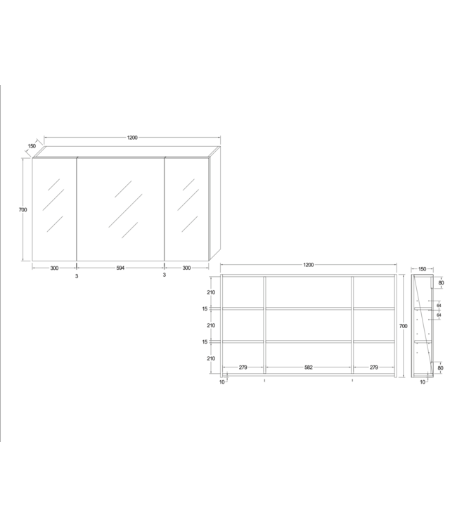 Spiegelkast Badkamer Hayat 120cm Glans Wit