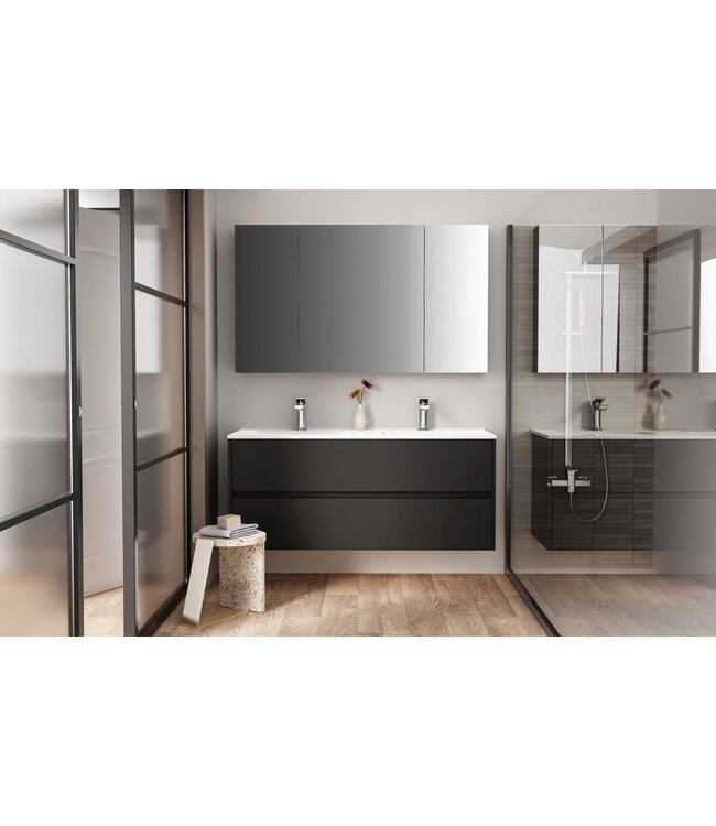 Spiegelkast Badkamer Hayat 120cm Mat Zwart