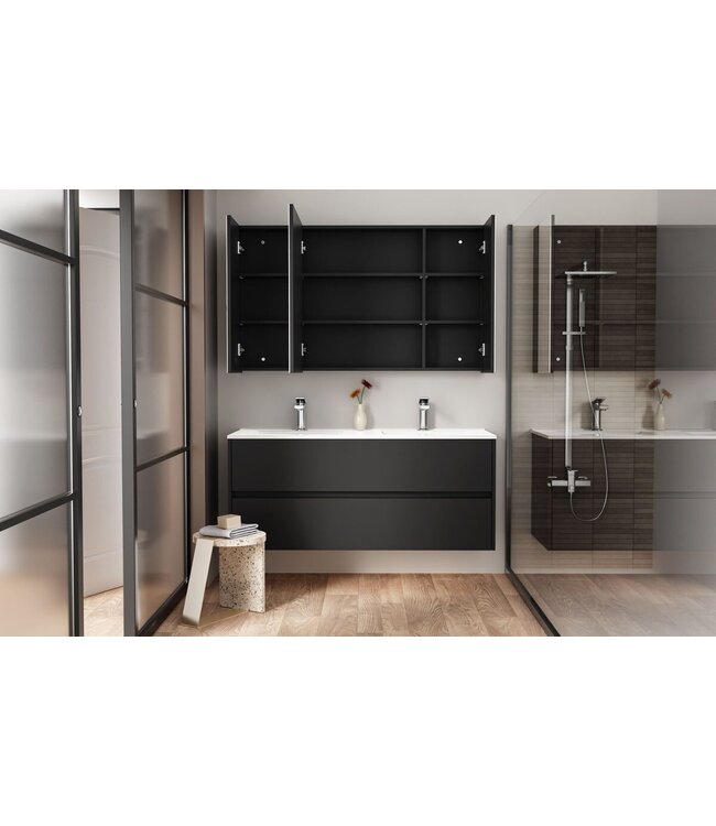 Spiegelkast Badkamer Hayat 120cm Mat Zwart