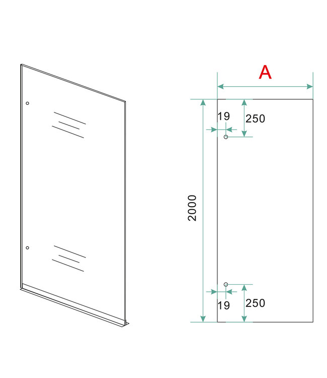 Wiesbaden Douchewand Less 90cm Rookglas Mat Zwart 8mm veiligheidsglas anti-kalk - 20.3138