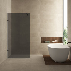 Douchewand Less 90cm Rookglas Mat Zwart 8mm veiligheidsglas anti-kalk - 20.3138