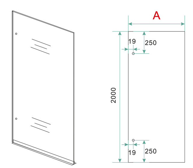 Douchewand Less 120cm Rookglas Geborsteld Messing 8mm veiligheidsglas anti-kalk - 20.3154
