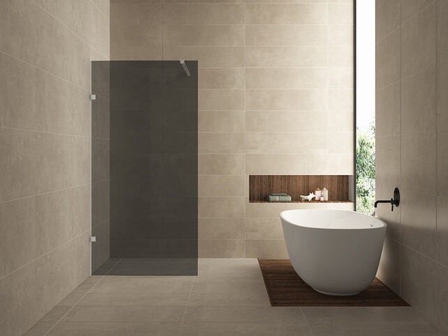 Douchewand Less 120cm Rookglas Geborsteld Staal 8mm veiligheidsglas anti-kalk - 20.3151 Douchewand Less 120cm Rookglas Geborsteld Staal 8mm veiligheidsglas anti-kalk - 20.3151