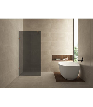 Wiesbaden Douchewand Less 90cm Rookglas Geborsteld Brons koper  8mm veiligheidsglas anti-kalk - 20.3142