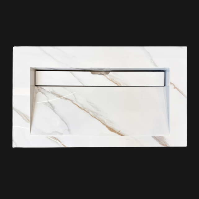 Wastafel Slate 80x47x5cm Marble Calacatta met kraangat Wastafel Slate 80x47x5cm Marble Calacatta met kraangat
