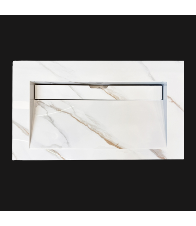 Wastafel Slate 80x47x5cm Marble Calacatta met kraangat