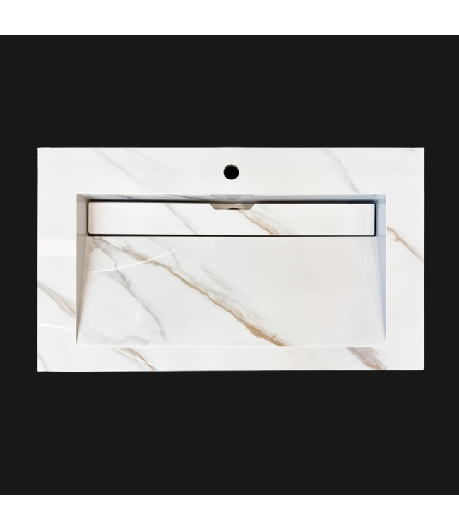SANI-SUPPLY Wastafel Slate 80x47x5cm Marble Calacatta zonder kraangat