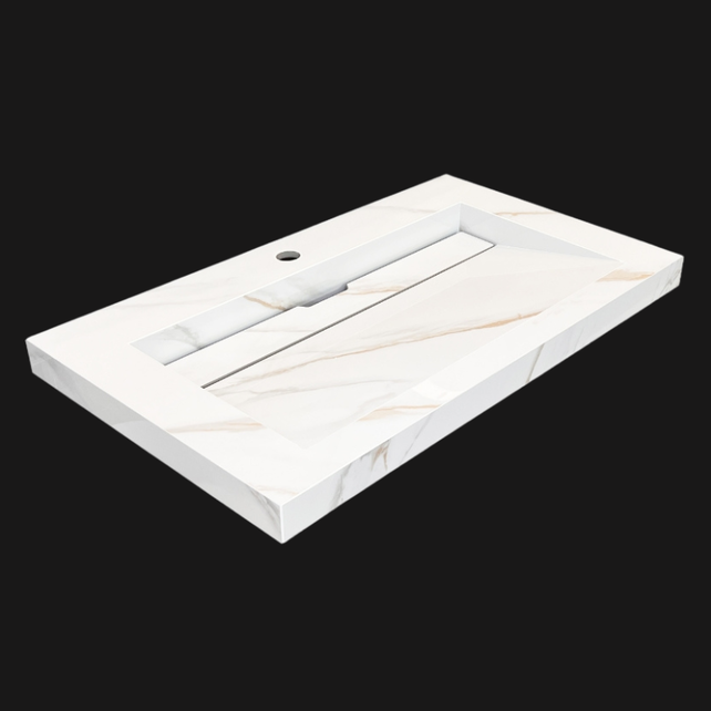 Wastafel Slate 80x47x5cm Marble Calacatta zonder kraangat Wastafel Slate 80x47x5cm Marble Calacatta zonder kraangat