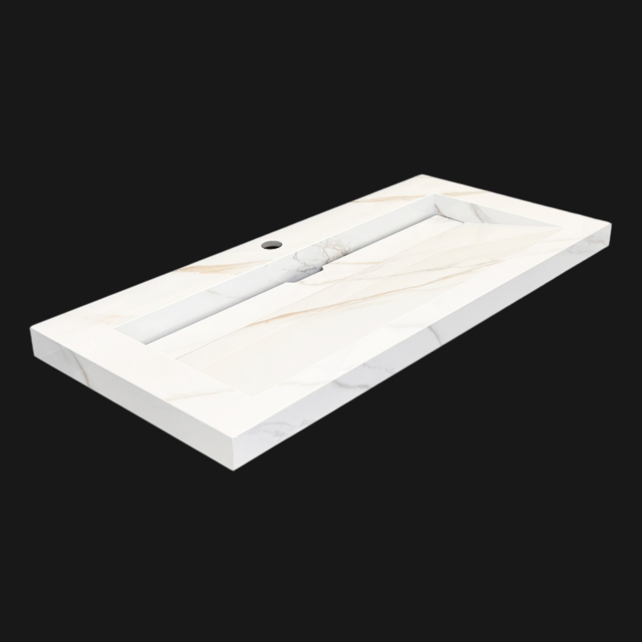 Wastafel Slate 100x47x5cm Marble Calacatta zonder kraangat Wastafel Slate 100x47x5cm Marble Calacatta zonder kraangat