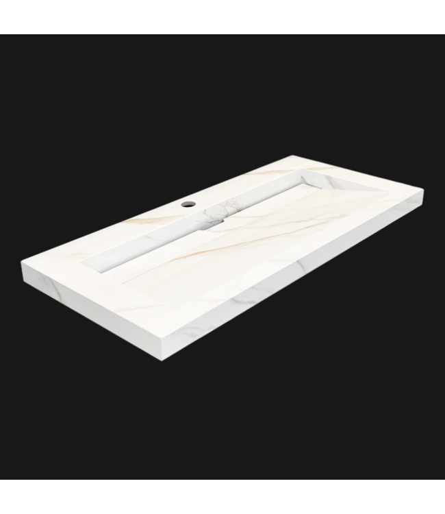 SANI-SUPPLY Wastafel Slate 100x47x5cm Marble Calacatta zonder kraangat