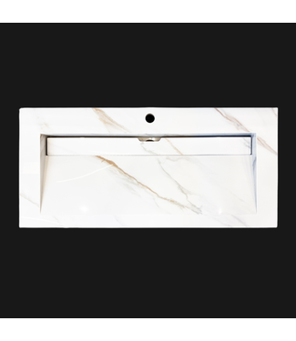 SANI-SUPPLY Wastafel Slate 100x47x5cm Marble Calacatta met 1 kraangat