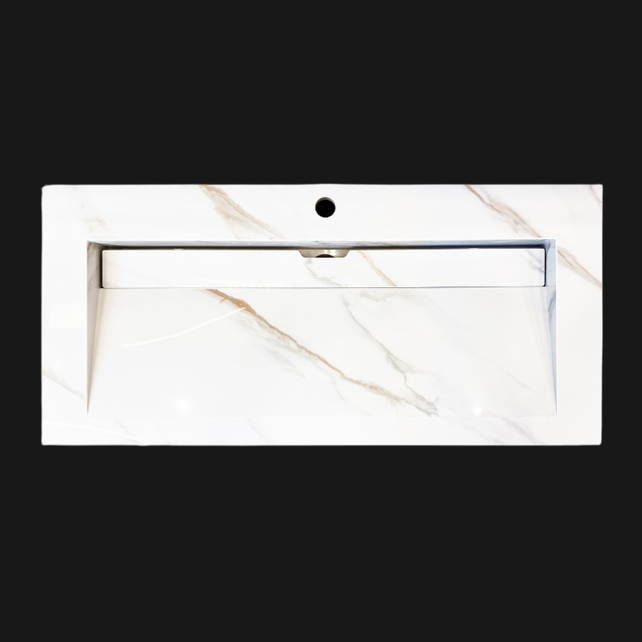 Wastafel Slate 100x47x5cm Marble Calacatta met 1 kraangat Wastafel Slate 100x47x5cm Marble Calacatta met 1 kraangat