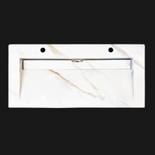 Wastafel Slate 100x47x5cm Marble Calacatta met 2 kraangaten