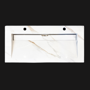 Wastafel Slate 100x47x5cm Marble Calacatta met 2 kraangaten