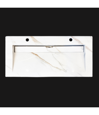 SANI-SUPPLY Wastafel Slate 100x47x5cm Marble Calacatta met 2 kraangaten