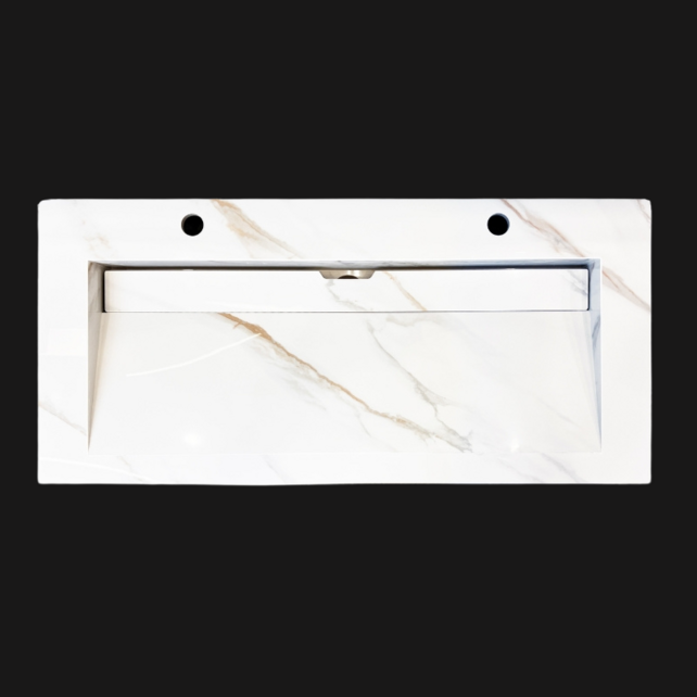 Wastafel Slate 100x47x5cm Marble Calacatta met 2 kraangaten Wastafel Slate 100x47x5cm Marble Calacatta met 2 kraangaten