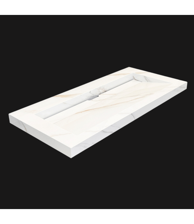 SANI-SUPPLY Wastafel Slate 100x47x5cm Marble Calacatta met 2 kraangaten