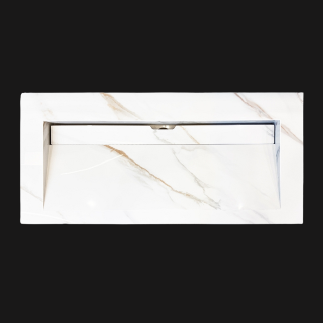 Wastafel Slate 100x47x5cm Marble Calacatta met 2 kraangaten Wastafel Slate 100x47x5cm Marble Calacatta met 2 kraangaten