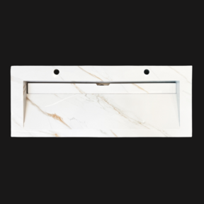 Wastafel Slate 120x47x5cm Marble Calacatta met 2 kraangaten