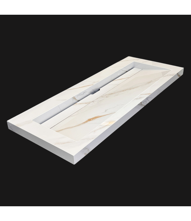 Wastafel Slate 120x47x5cm Marble Calacatta met 2 kraangaten