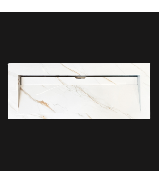 SANI-SUPPLY Wastafel Slate 120x47x5cm Marble Calacatta met 2 kraangaten