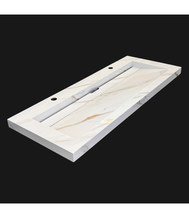 SANI-SUPPLY Wastafel Slate 120x47x5cm Marble Calacatta zonder kraangat