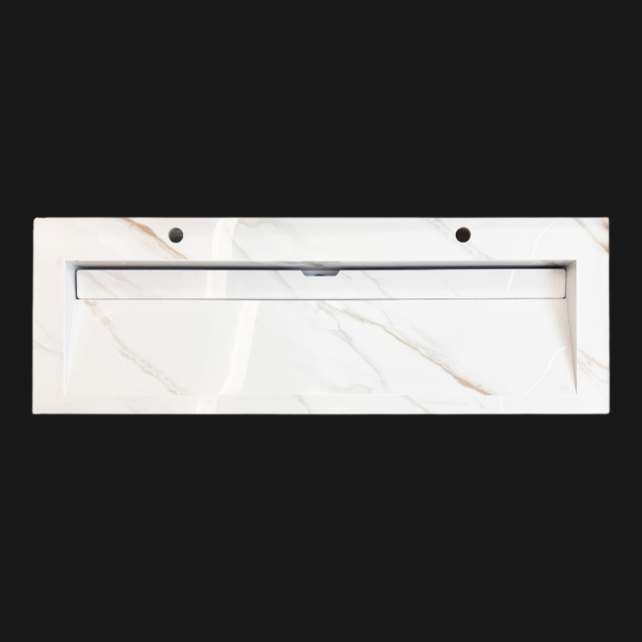 Wastafel Slate 140x47x5cm Marble Calacatta zonder kraangat Wastafel Slate 140x47x5cm Marble Calacatta zonder kraangat