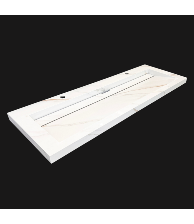 Wastafel Slate 140x47x5cm Marble Calacatta zonder kraangat