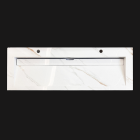 Wastafel Slate 140x47x5cm Marble Calacatta 2 kraangaten