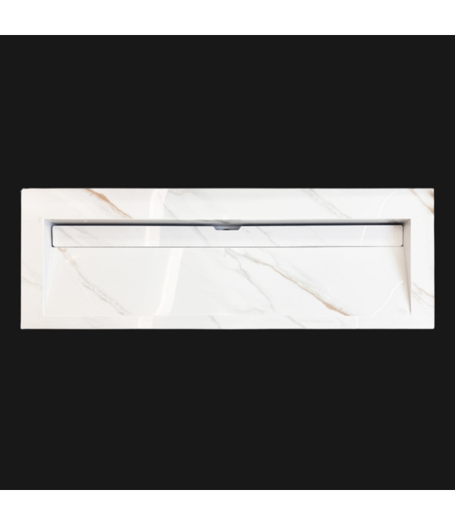 SANI-SUPPLY Wastafel Slate 140x47x5cm Marble Calacatta 2 kraangaten