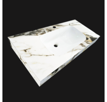 Wastafel Cera 80x47x12cm Marble Calacatta met kraangat