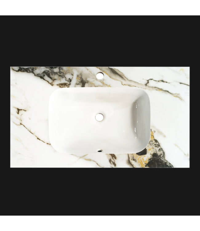 Wastafel Cera 80x47x12cm Marble Calacatta met kraangat