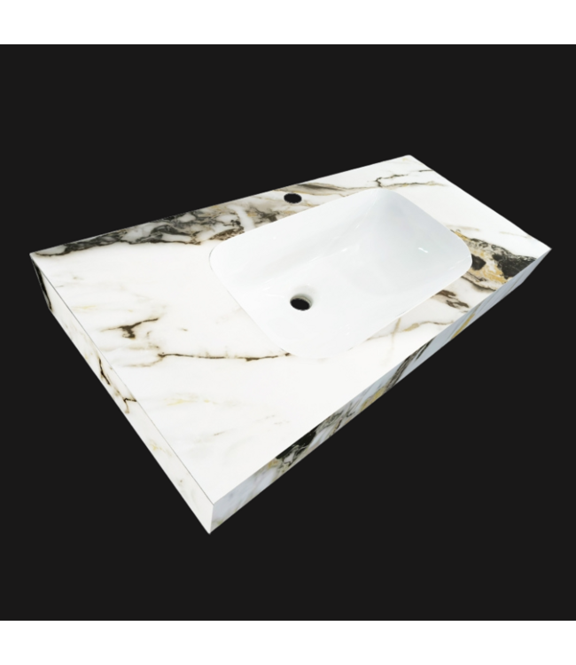 Wastafel Cera 80x47x12cm Marble Calacatta zonder kraangat