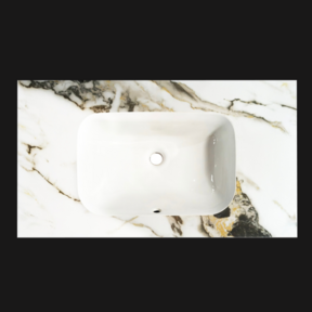 Wastafel Cera 80x47x12cm Marble Calacatta zonder kraangat