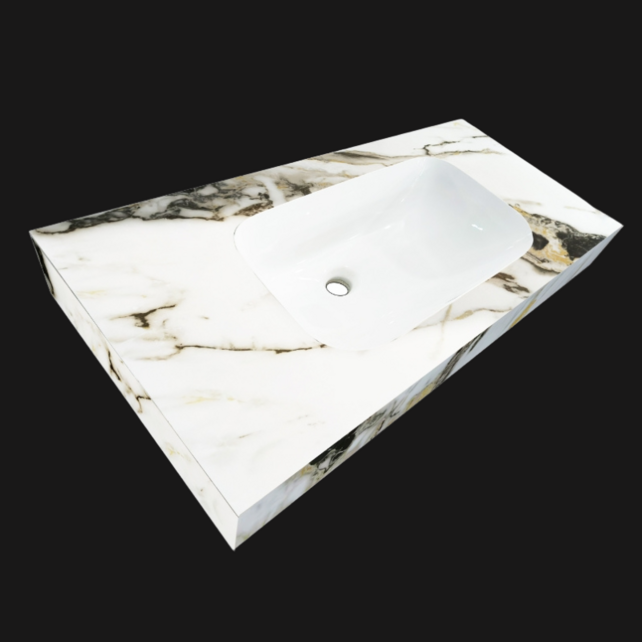 Wastafel Cera 80x47x12cm Marble Calacatta zonder kraangat Wastafel Cera 80x47x12cm Marble Calacatta zonder kraangat