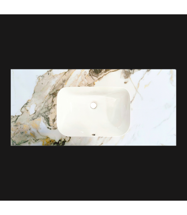 SANI-SUPPLY Wastafel Cera 100x47x12cm Marble Calacatta zonder kraangat
