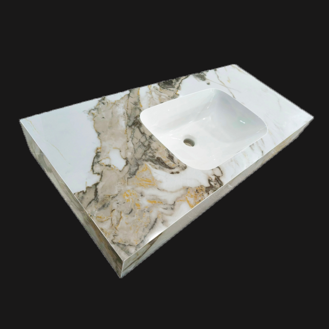 Wastafel Cera 100x47x12cm Marble Calacatta zonder kraangat Wastafel Cera 100x47x12cm Marble Calacatta zonder kraangat