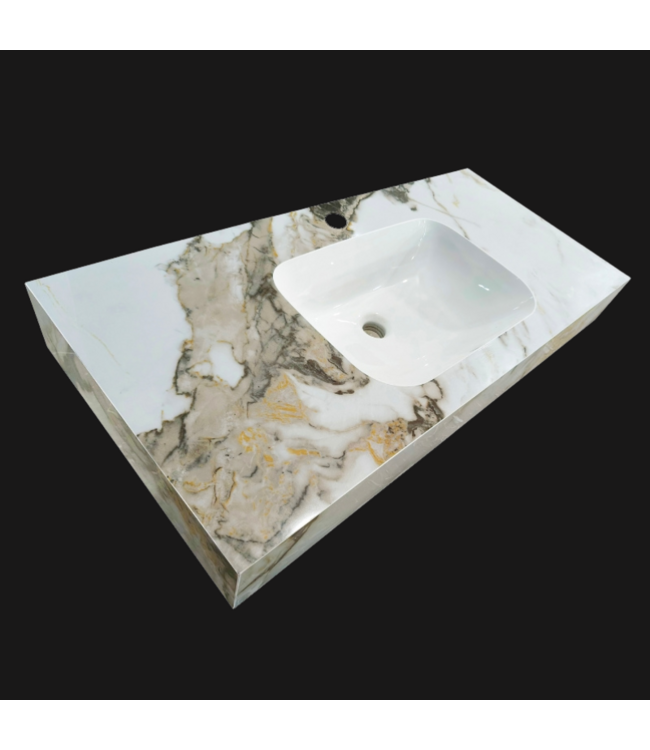 SANI-SUPPLY Wastafel Cera 100x47x12cm Marble Calacatta zonder kraangat