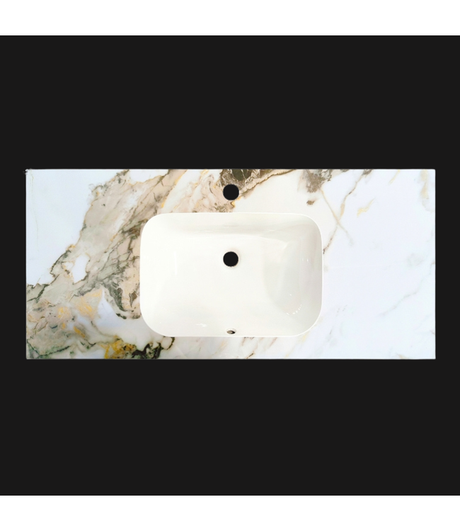 SANI-SUPPLY Wastafel Cera 100x47x12cm Marble Calacatta met kraangat