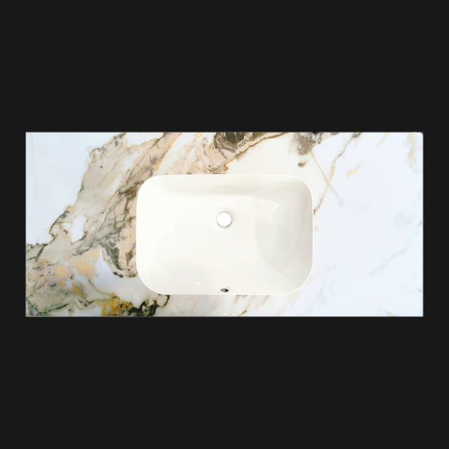 Wastafel Cera 100x47x12cm Marble Calacatta met kraangat Wastafel Cera 100x47x12cm Marble Calacatta met kraangat