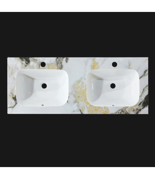 SANI-SUPPLY Wastafel Cera 120x47x12cm Marble Calacatta met kraangat