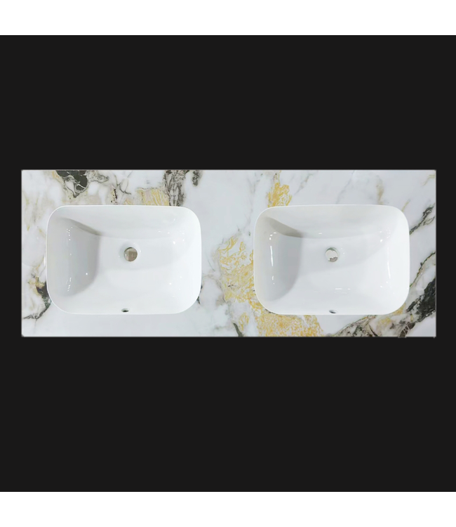 SANI-SUPPLY Wastafel Cera 120x47x12cm Marble Calacatta zonder kraangat