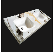 Wastafel Cera 140x47x12cm Marble Calacatta met kraangat