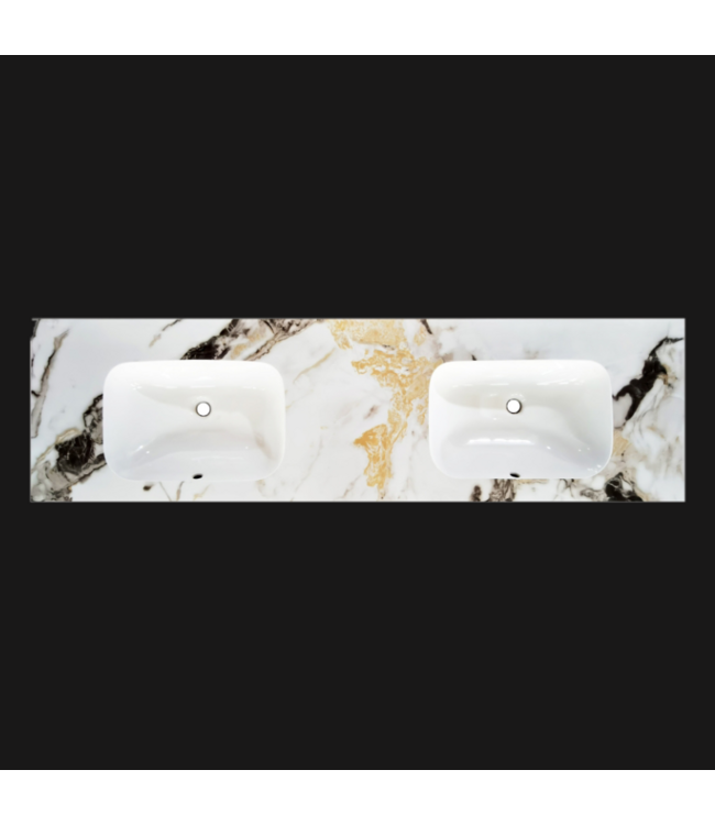Wastafel Cera 160x47x12cm Marble Calacatta met kraangat