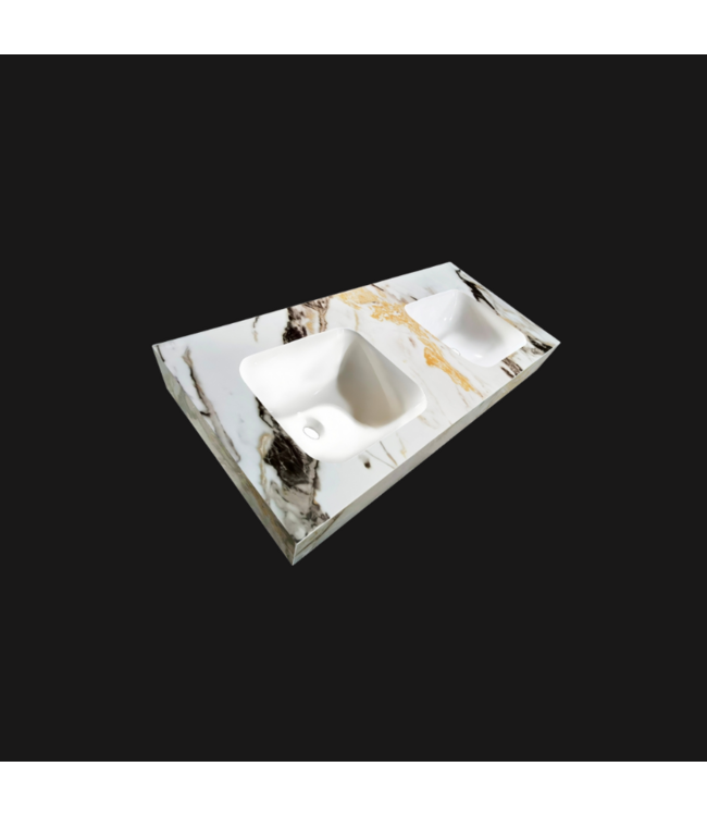 Wastafel Cera 160x47x12cm Marble Calacatta met kraangat