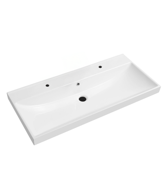 SANI-SUPPLY Wastafel Limits 100x46x5cm enkele wasbak met 2 kraangaten