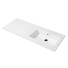 Wastafel Classic Asymmetrisch Rechts Glans Wit 120x47x2cm zonder kraangat