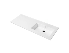 Wastafel Classic Asymmetrisch Rechts Glans Wit 120x47x2cm zonder kraangat